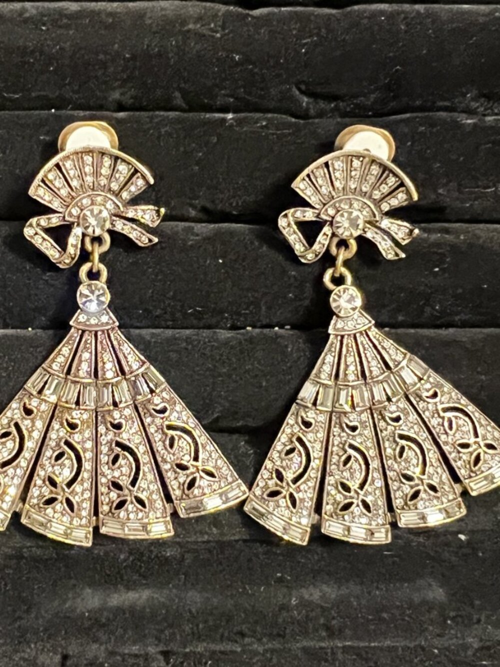 Heidi Daus Clear Diamond Swarovski Crystal Art Deco Chinoiserie Fan